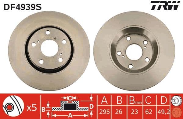 Brake disc, 1pcs FRONT, Top Quality DF4939S