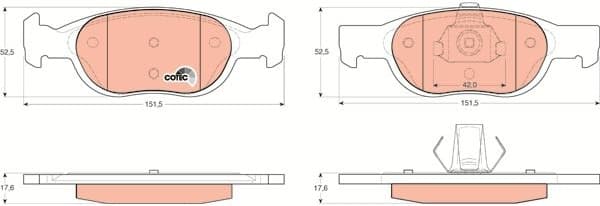 Brake Pad Set, disc brake COTEC GDB1339 - image 3