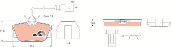 Brake Pad Set, disc brake COTEC GDB1369 - image 4