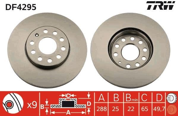 Brake discs kit front (2pcs), Top Quality DF4295