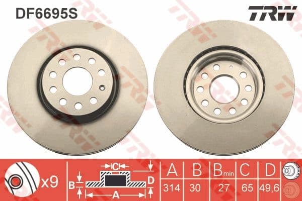 Brake Disc TRW SINGLE DF6695S - image 4