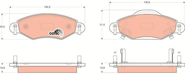 Brake Pad Set, disc brake COTEC GDB3324 - image 3