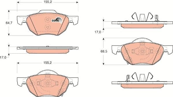 Brake Pad Set, disc brake COTEC GDB3355 - image 3