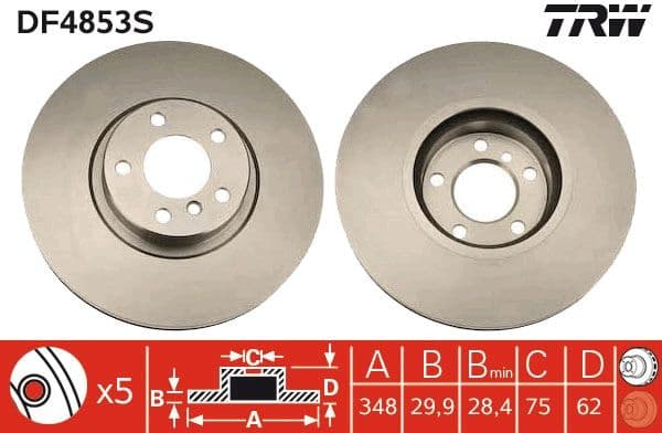 Brake disc, 1pcs FRONT, Top Quality DF4853S - image 2