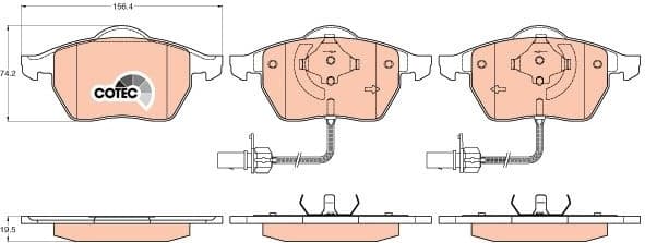 Brake pads front, Top Quality GDB1307 - image 3