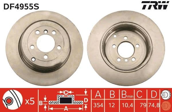 Brake Disc TRW SINGLE DF4955S - image 2