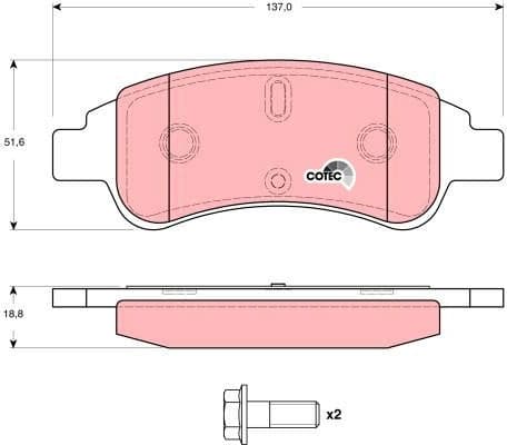 Brake Pad Set, disc brake COTEC GDB1623 - image 3