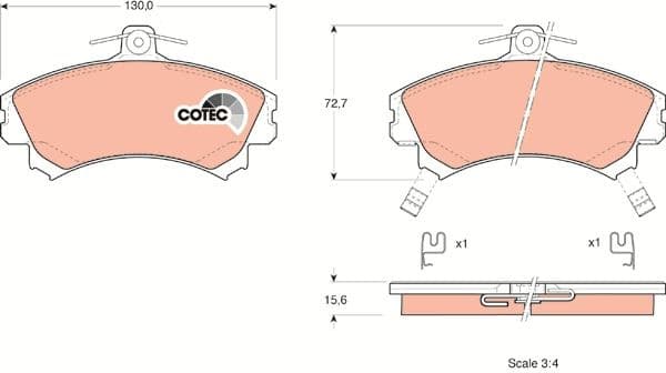 Brake Pad Set, disc brake COTEC GDB1317 - image 3