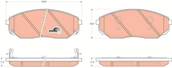 Brake Pad Set, disc brake COTEC GDB3343 - image 3
