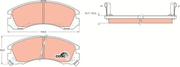 Brake pads front, Top Quality GDB1126 - image 3