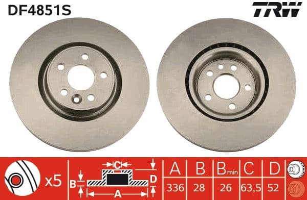 Brake Disc TRW SINGLE DF4851S - image 2