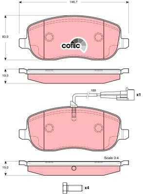 Brake Pad Set, disc brake COTEC GDB1636 - image 3