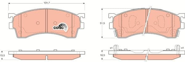 Brake Pad Set, disc brake COTEC GDB3209 - image 3