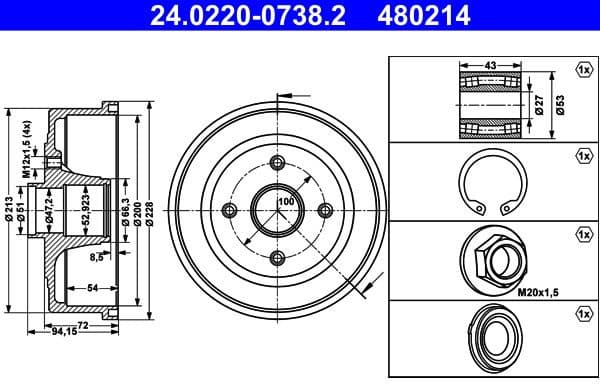 Brake Drum 24.0220-0738.2