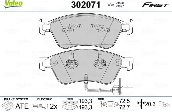 Brake Pad Set, disc brake ESSENTIAL 302071