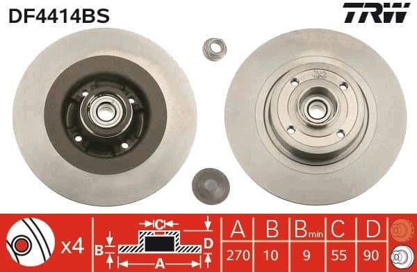 Brake Disc TRW SINGLE DF4414BS - image 2