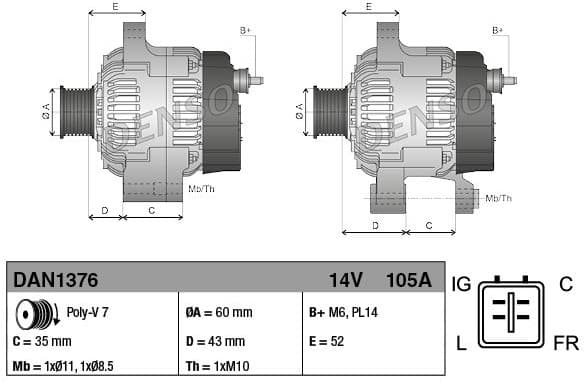 Alternator DAN1376 - image 3