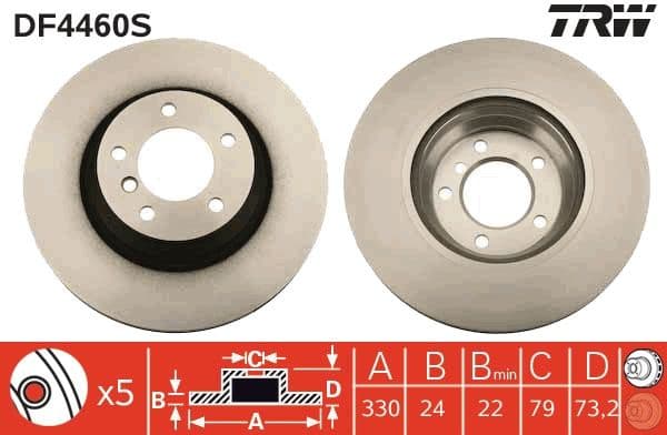 Brake disc, 1pcs FRONT, Top Quality DF4460S