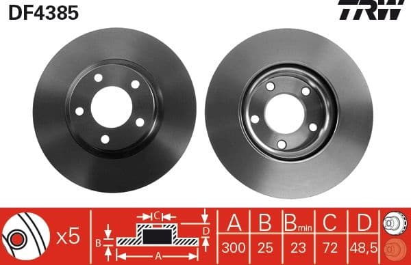 Brake discs kit front (2pcs), Top Quality DF4385