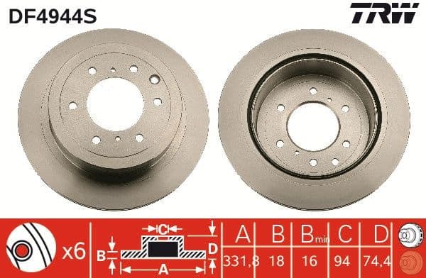 Brake Disc TRW SINGLE DF4944S - image 3