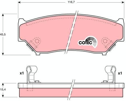 Brake Pad Set, disc brake COTEC GDB1174 - image 3