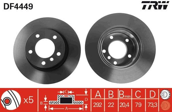 Brake discs kit front (2pcs), Top Quality DF4449