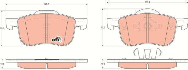 Brake pads front, Top Quality GDB1388 - image 3