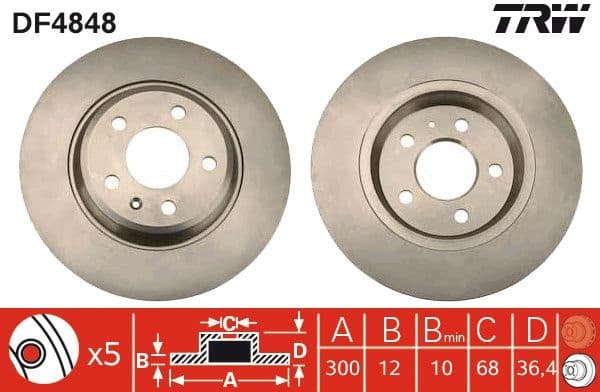 Brake discs kit rear, (2pcs), Top Quality DF4848