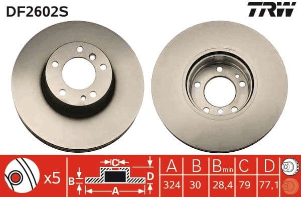 Brake Disc TRW SINGLE DF2602S - image 3