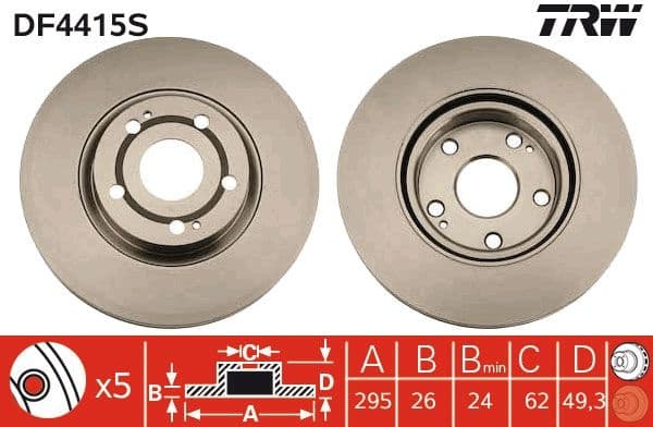 Brake Disc TRW SINGLE DF4415S