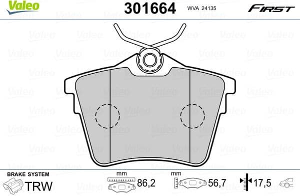 Brake Pad Set, disc brake ESSENTIAL 301664