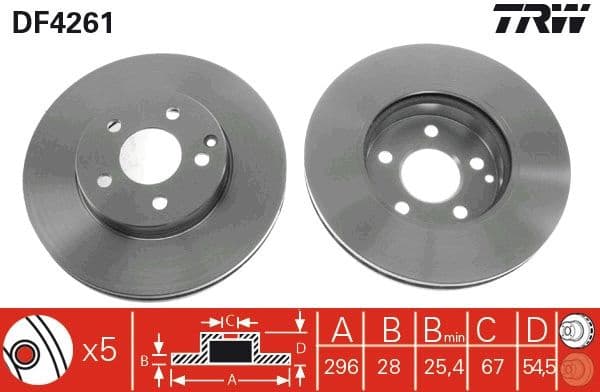 Brake discs kit front (2pcs), Top Quality DF4261
