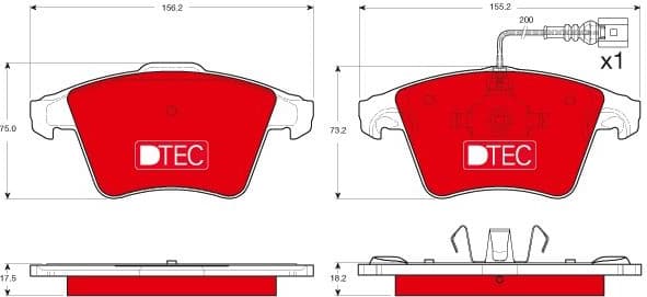Brake Pad Set, disc brake DTEC COTEC GDB1556DTE - image 2