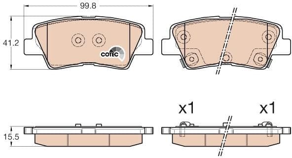 Brake Pad Set, disc brake COTEC GDB3537 - image 3