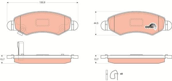 Brake Pad Set, disc brake COTEC GDB3363 - image 3