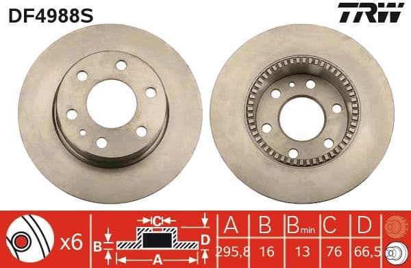 Brake Disc TRW SINGLE DF4988S - image 3