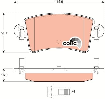 Brake pads rear, Top Quality GDB1470 - image 2