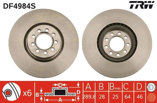 Brake Disc TRW SINGLE DF4984S - image 3