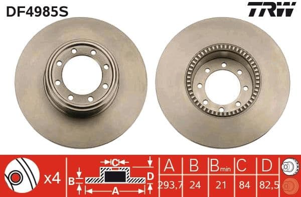 Brake Disc TRW SINGLE DF4985S - image 3