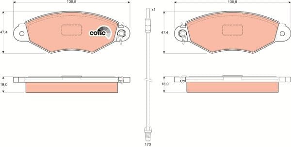 Brake Pad Set, disc brake COTEC GDB1402 - image 3