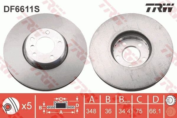 Brake Disc TRW SINGLE DF6611S - image 4