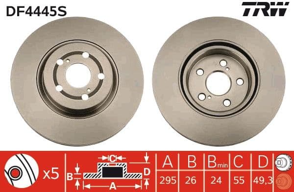 Brake Disc TRW SINGLE DF4445S - image 2