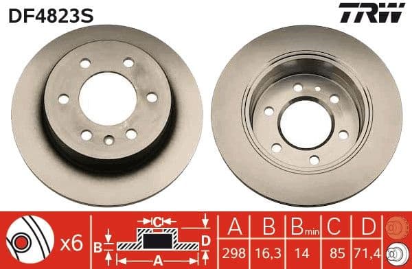 Brake disc, 1pcs REAR, Top Quality DF4823S