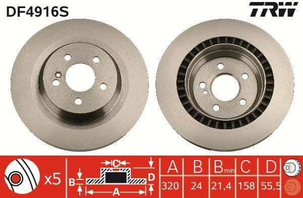 Brake Disc TRW SINGLE DF4916S - image 3