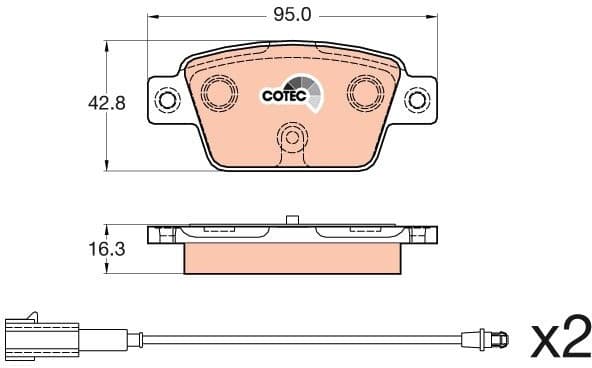 Brake Pad Set, disc brake COTEC GDB2054 - image 3