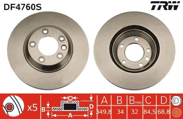 Brake disc, 1pcs FRONT, Top Quality DF4760S - image 2