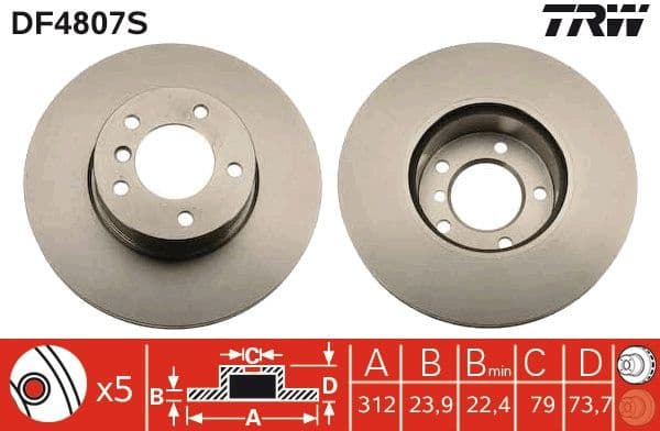 Brake disc, 1pcs FRONT, Top Quality DF4807S - image 2