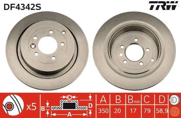Brake disc, 1pcs REAR, Top Quality DF4342S