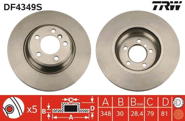 Brake Disc TRW SINGLE DF4349S