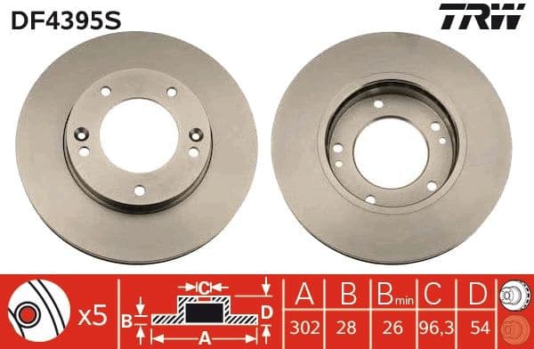 Brake Disc TRW SINGLE DF4395S - image 3